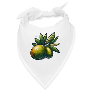 Illustration von Oliven und Laub - Bandana - Weiß - Vorne