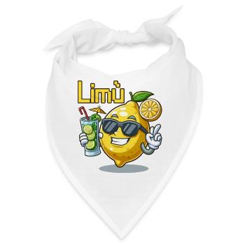 Lemon Character mit Sonnenbrille und Cocktail - Bandana - Weiß - Vorne