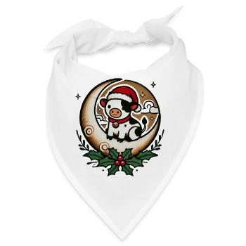 Kuh Santa auf Mond mit Stechpalme - Bandana - Weiß - Vorne