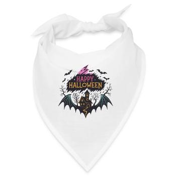 Frohes Halloween und Spukhaus - Bandana - Weiß - Vorne