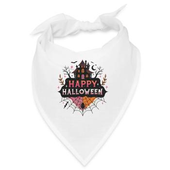 Halloween Spukhaus & Spinne - Bandana - Weiß - Vorne