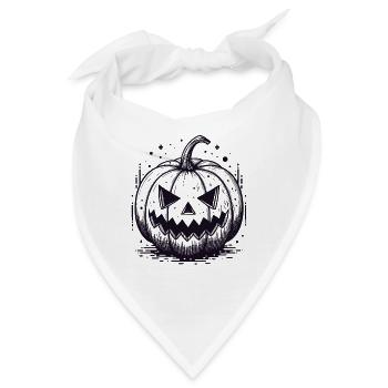Schwarzer Jackolantern Kürbis - Bandana - Weiß - Vorne
