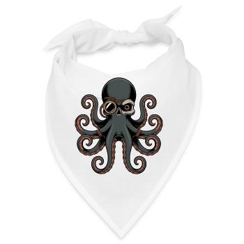 Oktopus Im Steampunk Stil Mit Monokel - Bandana - Weiß - Vorne