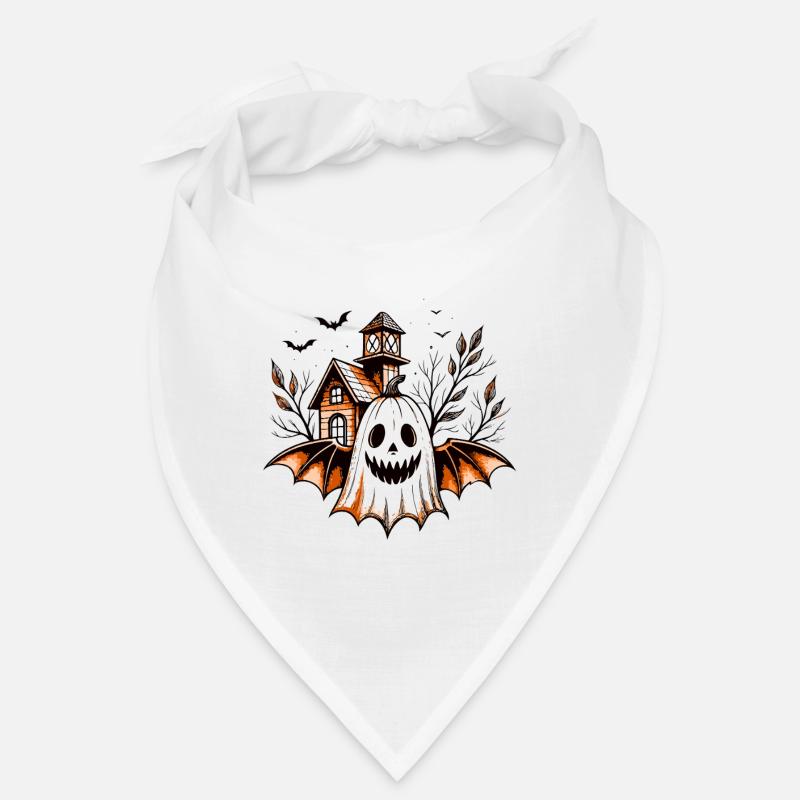 Ghost Pumpkin and Haunted House Bandana