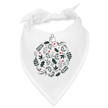Weihnachtskugel mit Stechpalme und Vogelbeerblättern - Bandana - Weiß - Vorne