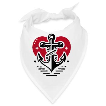 Herz Kreuz  Anker - Bandana - Weiß - Vorne