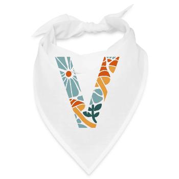 Geschenkidee für groovige Blumen mit dem Buchstaben v - Bandana - Weiß - Vorne
