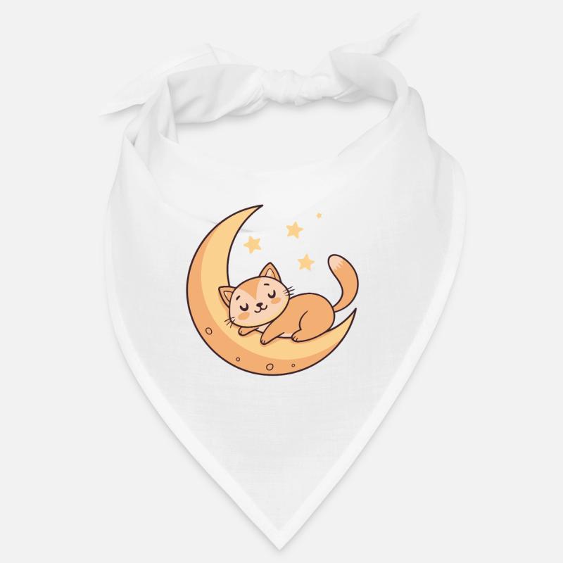 Chaton rêveur sur lune dorée Bandana