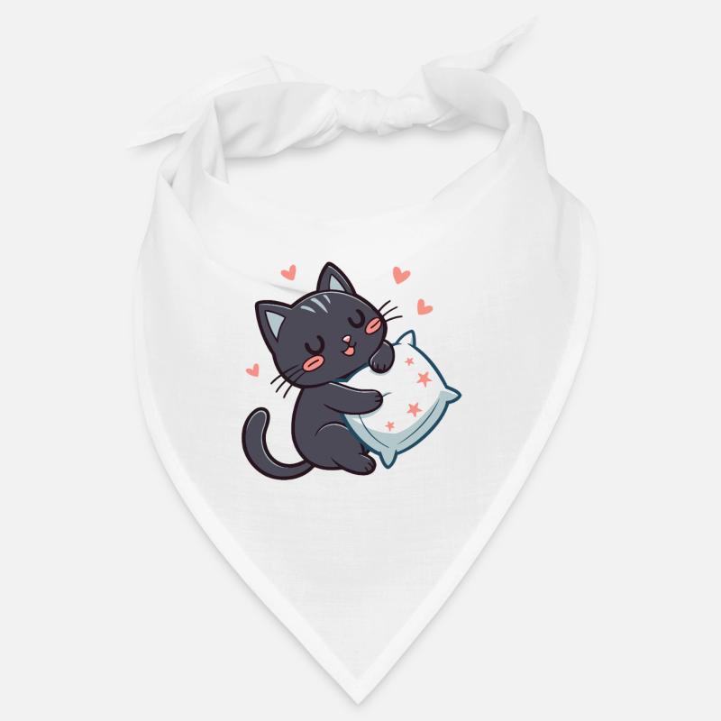 Starry Cuddly Black Cat with Pillow Bandana