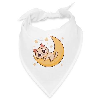 Kätzchen auf der Mondsichel - Bandana - Weiß - Vorne