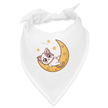 Traumhaftes Kätzchen auf dem Mond - Bandana - Weiß - Vorne