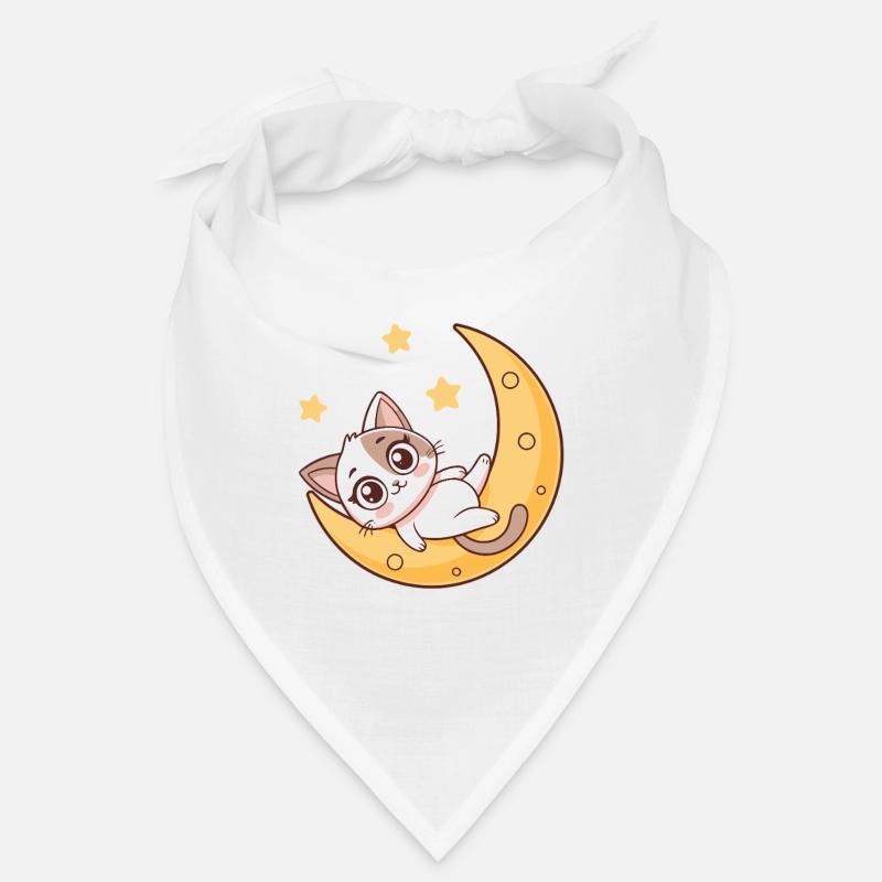 Chaton rêveur sur lune Bandana