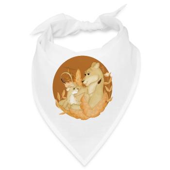 Löwin und Löwenjunges - Bandana - Weiß - Vorne