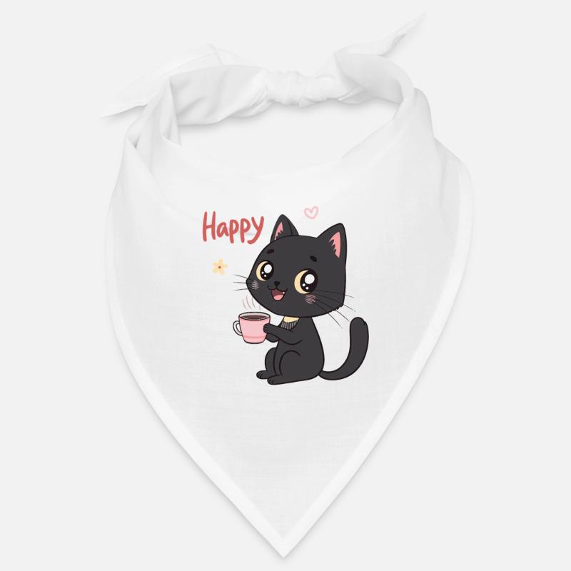 Black Cat Smiling Sweet Coffee Bandana