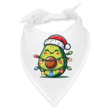 Festliche Avocado Santa Weihnachten Beleuchtung - Bandana - Weiß - Vorne