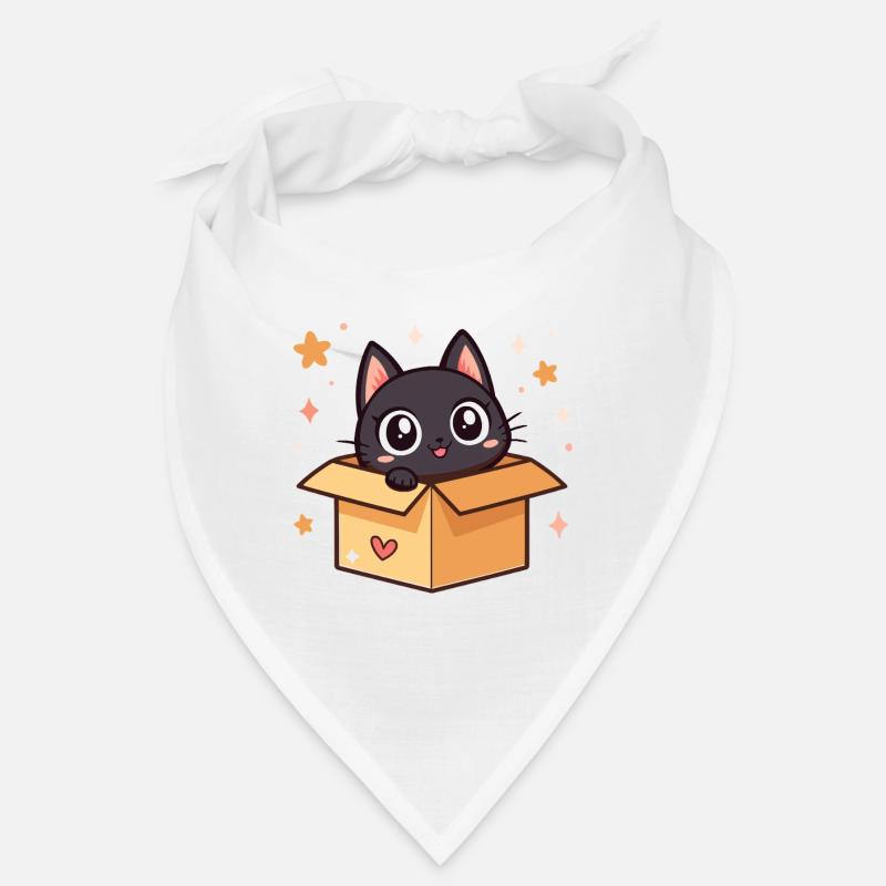 Chat noir mignon dans une boîte Bandana
