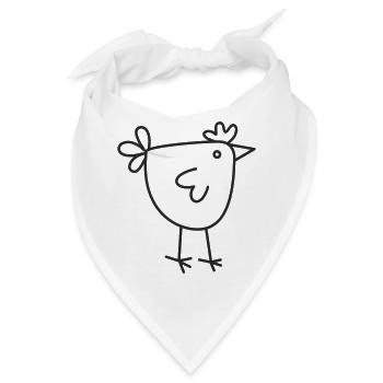 Huhn in Strichzeichnung - Bandana - Weiß - Vorne