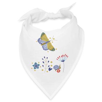 Schmetterling Blumenmosaik - Bandana - Weiß - Vorne
