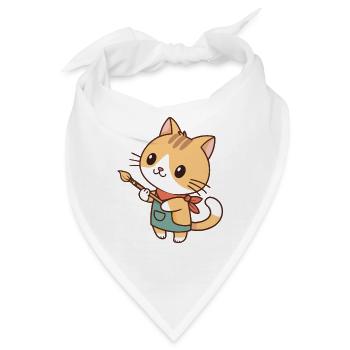 Katzenkünstler-Pinsel - Bandana - Weiß - Vorne