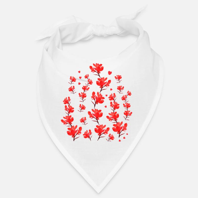 red floral pattern hearts garlands floral pattern Bandana