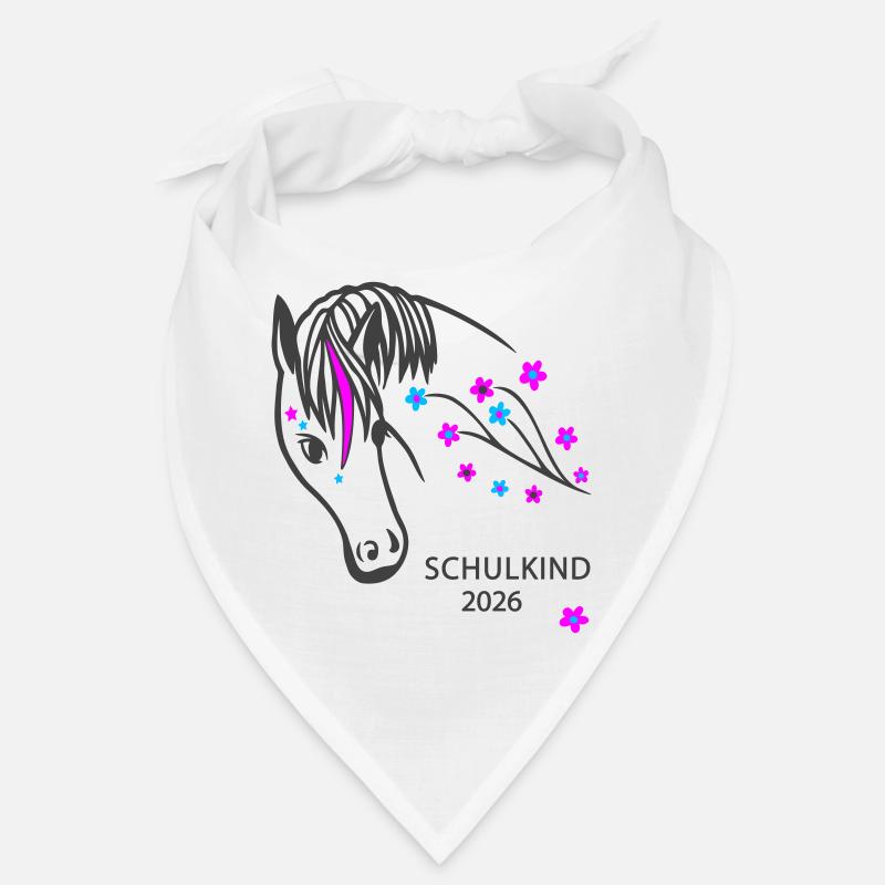 Pferd mit Blumen 2026 Schulkind Bandana
