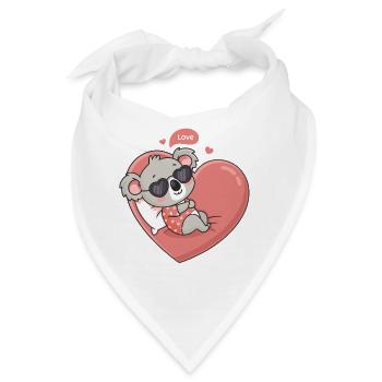 Koala Herz Liebeslounge - Bandana - Weiß - Vorne