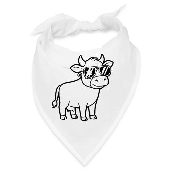 Coole Kuh Sonnenbrille Lässig Vektor - Bandana - Weiß - Vorne