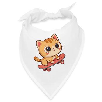 Kätzchen-Skaten auf einem trendigen Board - Bandana - Weiß - Vorne