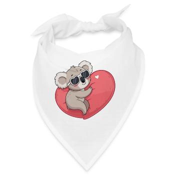 Koala-Lächelndes Herz - Bandana - Weiß - Vorne