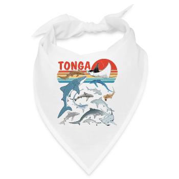 Tonga Haiarten Tigerhai Bullenhai Mantarochen - Bandana - Weiß - Vorne