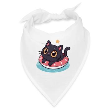 Kawaii-Katze auf rosa Boje - Bandana - Weiß - Vorne