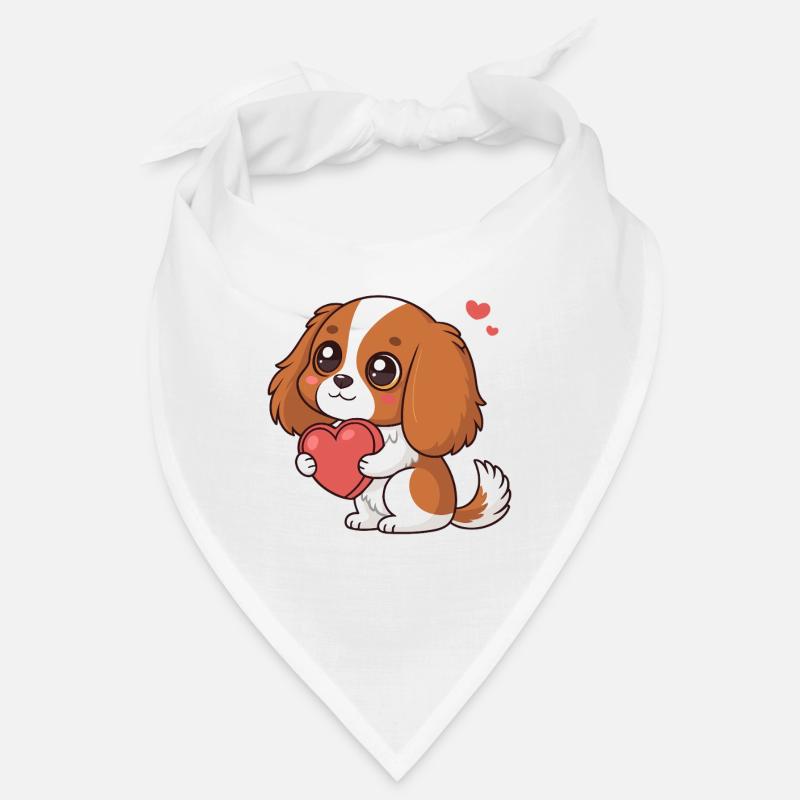Chiot coeurs câlin cavalier - Bandana - blanc
