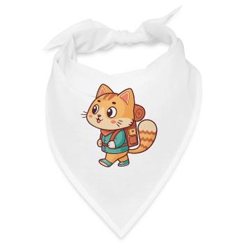 Abenteuerlustige Katze auf einer Wanderung - Bandana - Weiß - Vorne