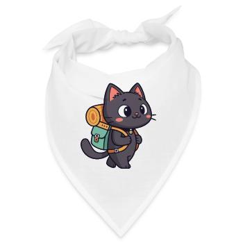 Wanderkatze mit Rucksack - Bandana - Weiß - Vorne