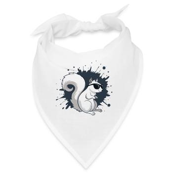 Schickes weißes Eichhörnchen mit schwarzer Brille - Bandana - Weiß - Vorne