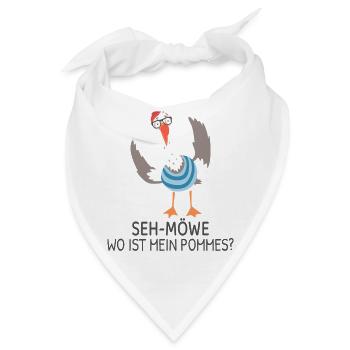SEH-MÖWE Wo ist mein Pommes? Lustige Möwe - Bandana - Weiß - Vorne