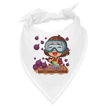 Comic Mädchen schneidet Zwiebeln - Bandana - Weiß - Vorne