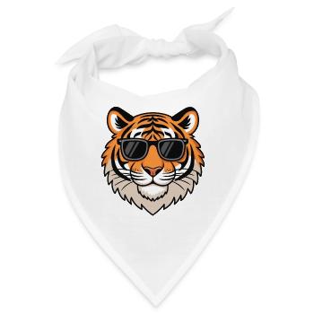 Lässiger Tiger mit dunkler Brille - Bandana - Weiß - Vorne