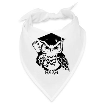 Schlaue Eule mit Doktorhut und Diplom - Bandana - Weiß - Vorne