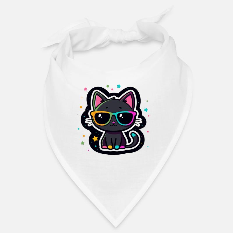 Black Cat Rainbow Glasses Bandana