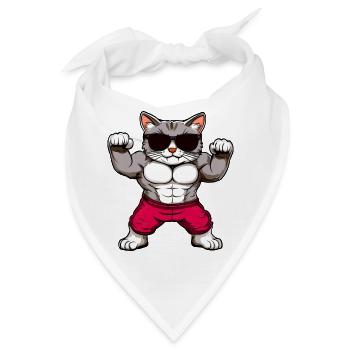 Fitness Katzen - Bandana - Weiß - Vorne