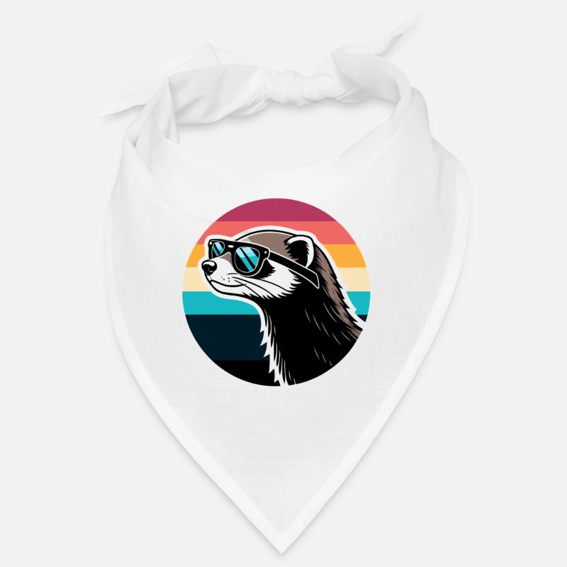 Frettchen-Silhouette Retro-Regenbogen Bandana