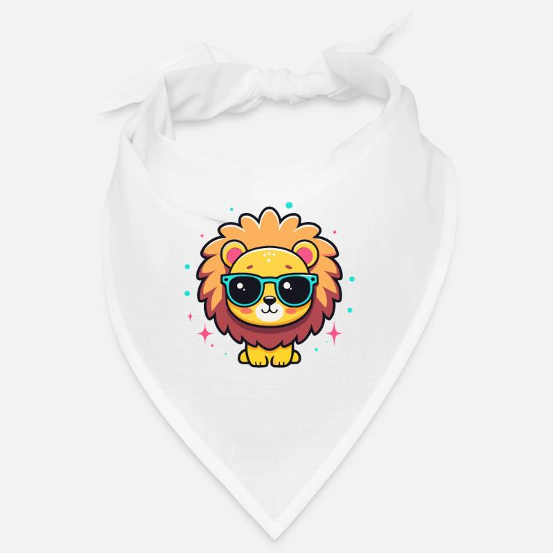 Kawaii-schicker Löwe mit blauer Brille Bandana