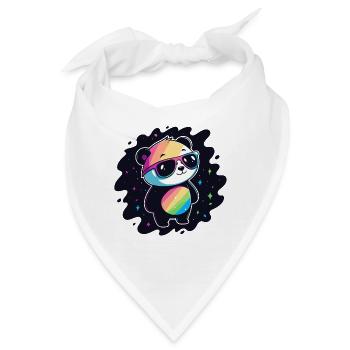 Panda Rainbow Galaxy Coole Brillen - Bandana - Weiß - Vorne