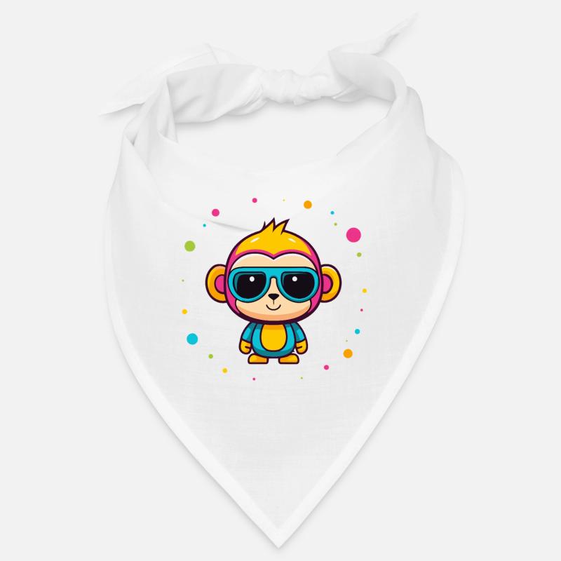 Cute Neon Monkey Blue Glasses Bandana