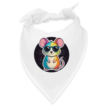Regenbogen-Maus-Brille - Bandana - Weiß - Vorne