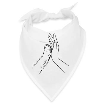 Hundepfote und Hand Team - Bandana - Weiß - Vorne