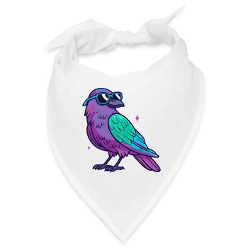 Lila Vogel Neonblaue Brille - Bandana - Weiß - Vorne