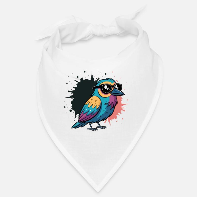 Farbenfroher Vogel-Cartoon mit Brille Bandana