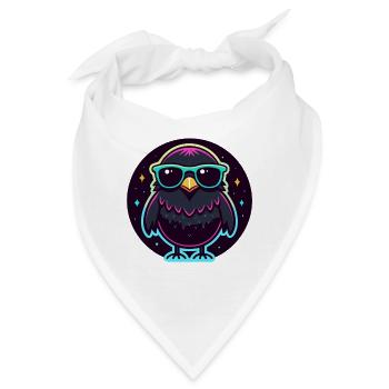 Neonschwarze Eule – auffällige Brille - Bandana - Weiß - Vorne